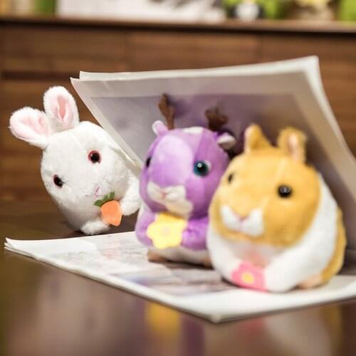 20cm Kawaii Wagging Tail Little Mouse Little Rabbit Little Elk Dolls Soothing Toys For Children Birthday Gifts