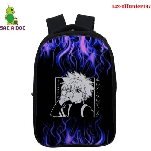 Fashion 14 Inch 3D Print Hunter X Hunter Backpack Children Anime Killua Zoldyck Bag HxH Bookbag Kids Kawaii Backpack Cartoon Bag