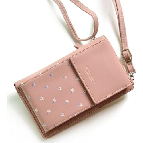 Fashion Womens Phone Wallet Ladies Long Wallet Floral Mobile Purse bag Women Shoulder Bag Casual Crossbody Zipper Coin Purse