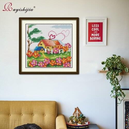 RUYISHIJIA Cross Stitch Set by Starter Kits Beginners Needlework Embroidery Decorative painting Bamboo leavesCross-stitch