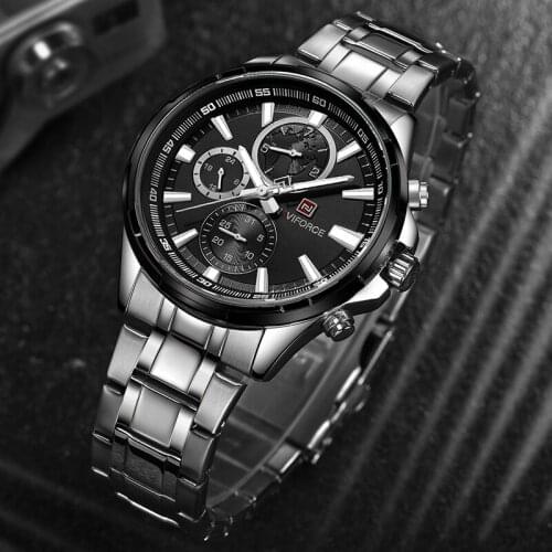 NAVIFORCE 2021New Mens Watch Fashion Casual Full Steel Quartz Wristwatches Army Military& Sport Luminous Clock Male Sport Watch