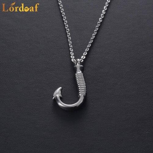 Never fade stainless steel bone box pendant personalized hook 60cm long silver necklace high quality stainless steel jewelry