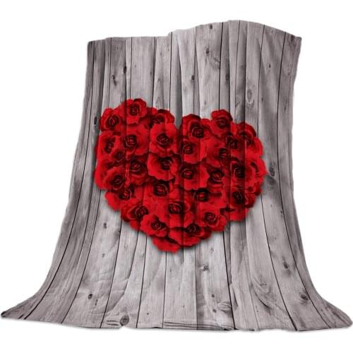ValentineS Day Love Red Rose Throw Blanket Portable Soft Blanket for Sofa Microfiber Flannel Blankets for Beds
