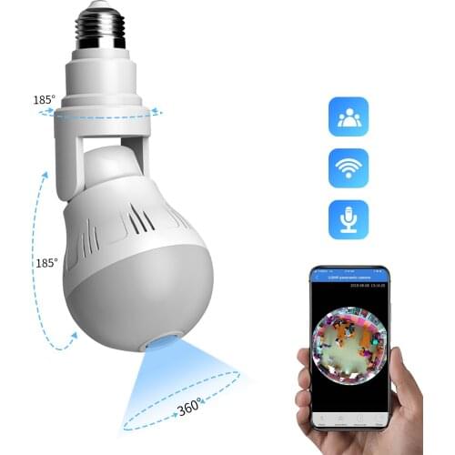 1080P Adjustable V380 Pro Fisheye 360 Panoramic Wireless Wifi CCTV Light Bulb Camera