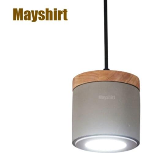 Nordic Cement Wood Pendant Lights Led Spot Hanglamp Bar Hanging Lamp for Living Room Kitchen Indoor Lighting Fixtures Home Decor
