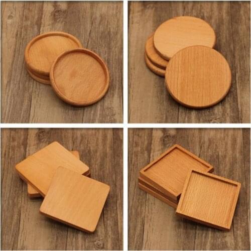 Quevinal 100pcs/lot 8.8cm Beech & Walnut Wood Coasters Cup Coffee Tea Cup Pads Drinking Mats Teapot Drink Coaster