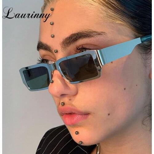 Vintage Fashion Metal Small Rectangle Sunglasses Women 2021 Brand Design Shades Eyewear Men Silver Steam Punk Sun Glasses Female