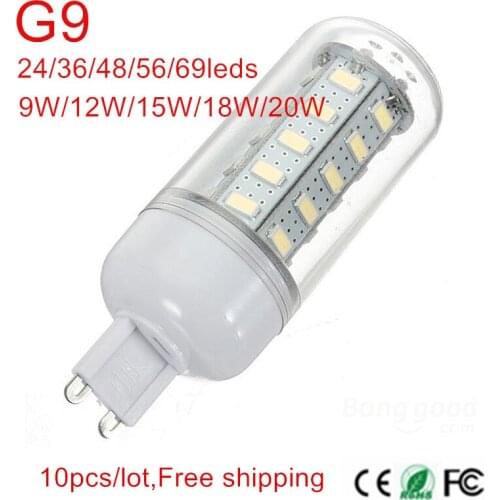 G9 SMD5730 LED Corn Lamps 24/36/48/56/69leds 9W/12W/15W/18W/20W AC220V/AC110V Wall Downlight Pendant High Bright 10Pcs/Lot