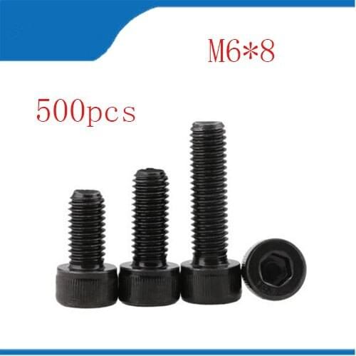 Free shipping 500pcs M6*8 grade 12.9 carbon Steel Hexagon Socket Head Cap Screws m6