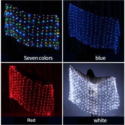 100% Silk Belly Dance LED Silk Veil Women LED Silk Veil Light Up Belly Dance Stage Performance Props
