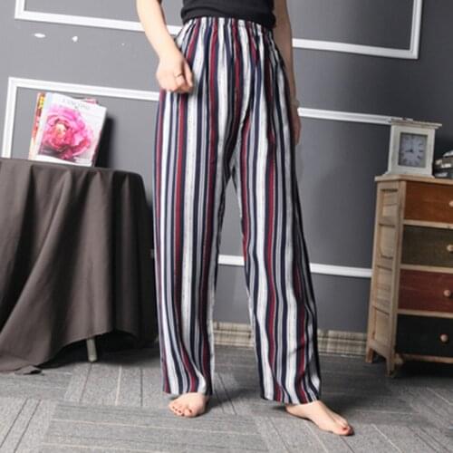 Print Dot Sleep Bottom Women Cotton Long Pant Home Pajamas Soft Slip Summer Pants Drawstring Big Size Casual Big Size