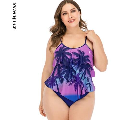 ZY Blue Print Separate Swimsuit Women Bow Plus Size 5XL Two Piece Swimwear with Skirt Fat Beach Bathing Suit Summer Fashion New