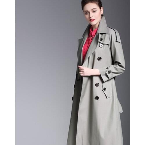 Womens New Trench Spring Autumn Luxury Brand Trench Coats Lapel Raglan Sleeve Double Breasted Belt Long Windbreaker Outerwear