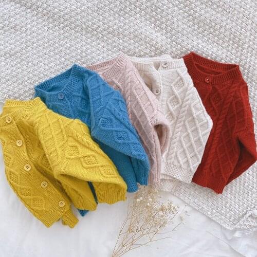 2-7T kids knitwear cardigan Winter baby warm knitted 5 colors cardigans Boys and girls casual all-match long-sleeved sweaters