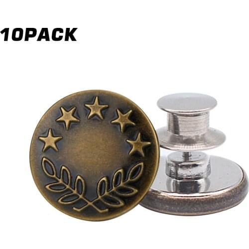 10PCS Detachable Buttons Jeans Easy Clip Snap Button Perfect Fit Instant Universal Buckles Thin Waist Replacement No Sew Needed