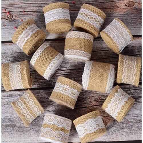 2M/5cm Natural Jute Imitation Vintage Wedding Decoration Burlap Christmas Party Supplies DIY Christmas Wedding Burlap Lace Roll