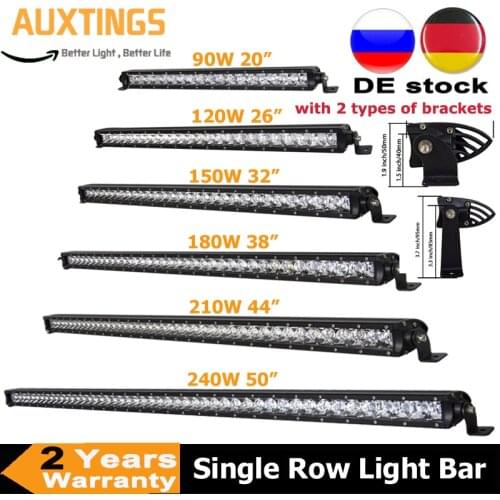 20 25 32 38 44 50inch Super Single Row LED Light Bar 120 150 210 240W Off-Road Car Lamp For SUV 4WD ATV Boat