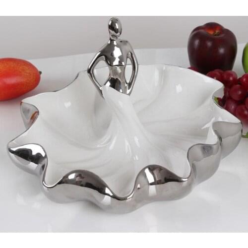 Abstract Female Dancer Ceramic Fruit Plate Ornamental Porcelain Houseware Dinner Tray Tableware Decor Gift and Craft Accessories