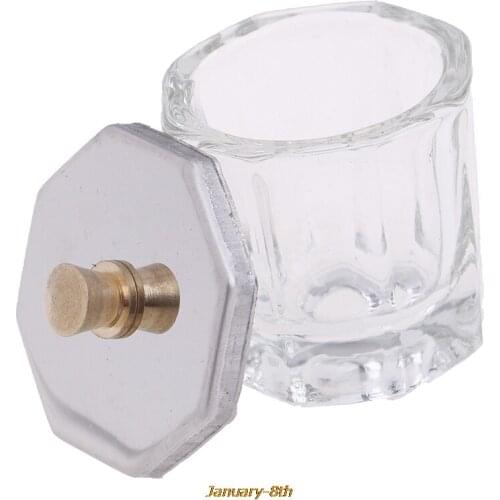 Acrylic Nail Crystal Glass Dappen Dish Bowl Cup With Cap Liquid Powder Manicure Nail Art Tools Acrylic Powder Liquid Cups