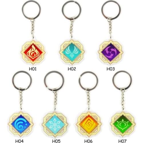 Anime Keychain Genshin Impact Element Vision Gods Eye Mondstadt Liyue Harbor Accessories Bag Pendant Key Chain for Girl Gifts