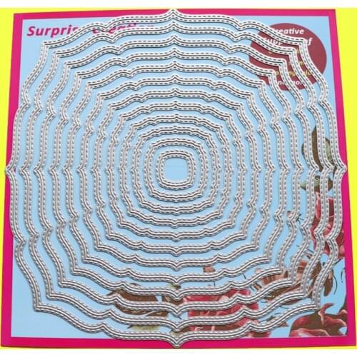 Large Cutting Dies Fancy Edge Circle 8x8" Scrapbook Cardmaking Paper Craft DIY Metal Stencil Surprise Creation