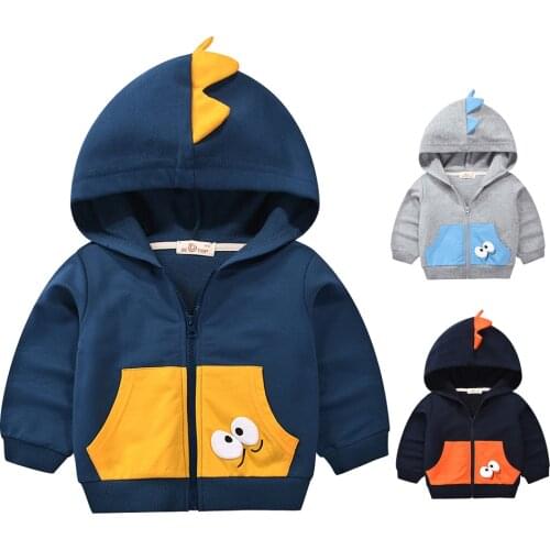 Children Autumn Clothing Boy Hoodies Kids Kawaii Hoodies Baby Boy Three-dimensional Dinosaur Sweatshirts 2 3 4 5 6 7 8 Years