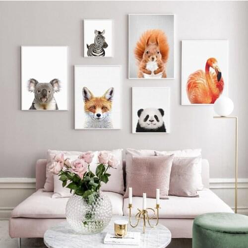 Baby Animal Poster Panda Giraffe Elephant Canvas Painting Nursery Wall Art Nordic Picture Kids Room Decoration