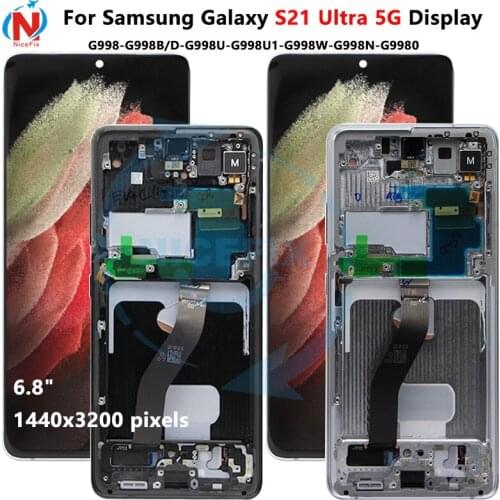 For Samsung Galaxy S21 Ultra 5G Lcd G998F G998F/DS with Frame Display Touch Screen Digitizer For Samsung s21 Ultra LCD G998B