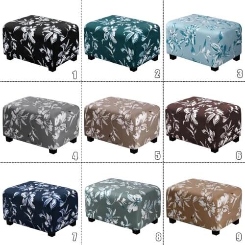 Elastic Rectangle Ottoman Footstool Cover Stretch Sofa Case Protector Ottoman Slipcover Washable Foot Rest Stool Covers