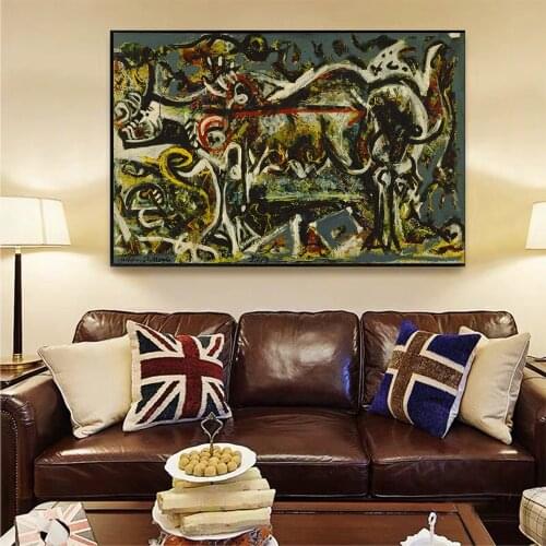 Holover Jackson Pollock"The She-Wolf"Canvas Painting Abstract Artwork Poster Picture Wall Art Decoration Room Decor Aesthetic