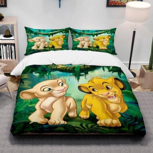 Cartoon Disney Lion King Simba Bedding Set Duvet Covers Pillowcases Bed Comforter Cover Baby Children Adult Boys Gift Bedclothes
