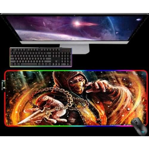 RGB Mortal Kombat Mouse Pad Gamer Mousepad Keyboard Mat LED Mause Pad No-slip with Backlit Tapis De Souris 25X35 Mouse Mat 30x90