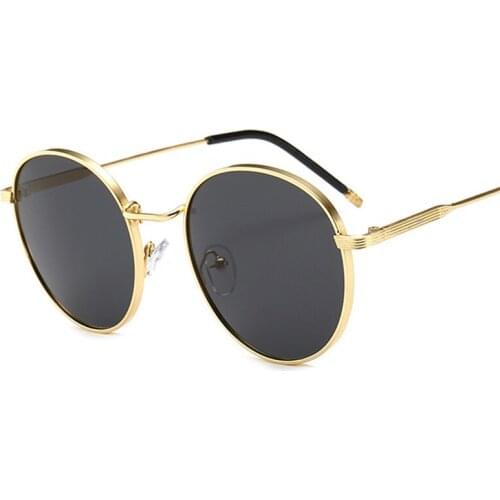 Round Sunglasses Punk Style Black Men Luxury Brand Metal Vintage Designer Sun Glasses Women Lunette De Soleil Homme Shades UV400