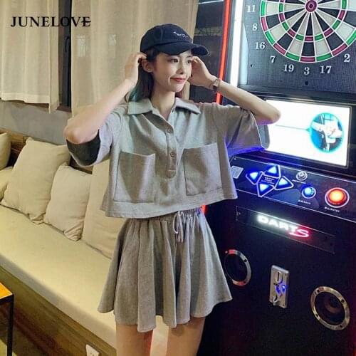 Summer 2 Piece Set Women Elegant Skirts Sets Female Casual Outfits Jogger Two Piece Set Sports Suit Tracksuit Korean Style 2020