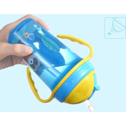 400ML Cute Baby Feeding Cup With Straw BPA Free Portable Feeding Bottle Leak Proof With Handle Kids Training Feeding Bottle
