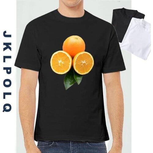 JKLPOLQ Real Orange Photo Print T-Shirt For Men Summer Casual Cotton Tops Tee EU Size XS-3XL