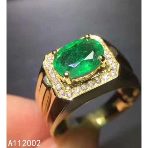 KJJEAXCMY fine jewelry natural Emerald 925 sterling silver new adjustable gemstone men ring support test beautiful fashion