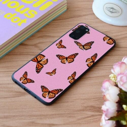 For Samsung Butterfly In Pink Art Print Soft Silicone Matt Case TPU Cover Galaxy S Note M and Galaxy A