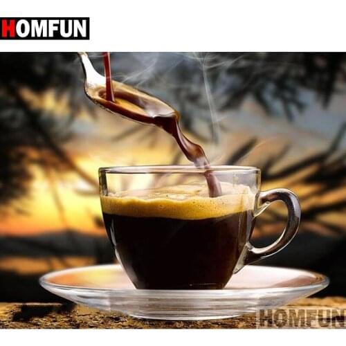 HOMFUN Full Square/Round Drill 5D DIY Diamond Painting "coffee" Embroidery Cross Stitch 5D Home Decor Gift A15599