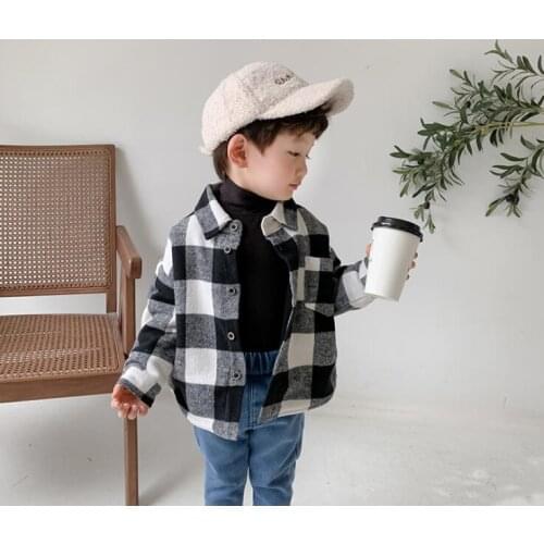 2020 New Girls Boys Thicken Plaid Shirt Winter Cotton Full sleeve Fashion Kids Top 1-6 year QL968
