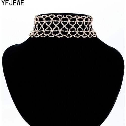 YFJEWE New Fashion Statement Full Rhinestone Choker Necklace Women Torques Fashion Jewerly Wholesale Fine Gift For Wedding N374