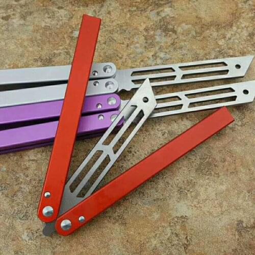 Butterfly In Knife Trainer THEOne SQUID 440 Blade Aluminum Handle Jilt Knife Hunting Survival Knife Not Sharp Folding Edc Tool