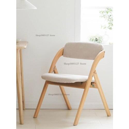 Solid Wood Dining Chair Nordic Minimalist Backrest Home Computer Desk Chair Folding Chair Stool Modern Restaurant Leisure Chair
