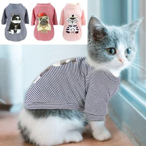 Cat Clothes Cool Spring/Summer Cat T-shirt Printed Cat Shirts Soft Cotton Kitty Kitten Vest Clothing Clothes For Small Cats Dogs
