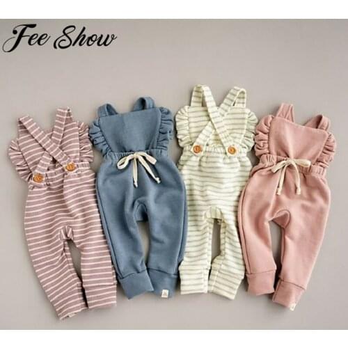 0-3Y Baby Clothing Newborn Infant Baby Boy Girls Bodysuit Jumpsuit Overalls Clothes Suit Backless Stripe Ruffle Romper Outfits