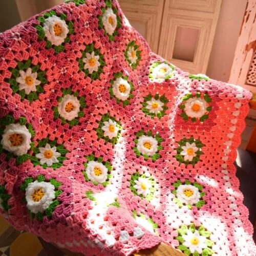 Handmade crochet pink blanket Home Decor Rustic Couch Sofa Chair Bed Throw Blanket Tables Cover home&living gift