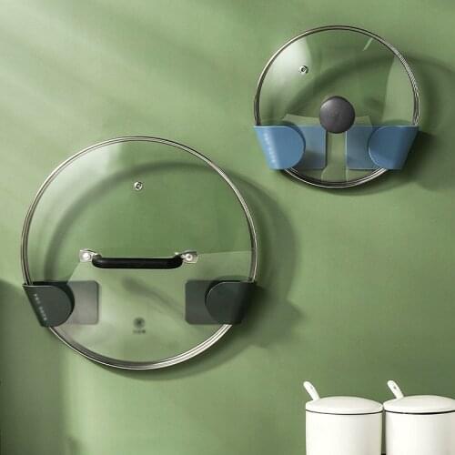 Portable Pot Lid Holder Wall-Mounted Hanging Holder for Pan Pot Cover Rack Kitchen Organizer Plastic Tool Kitchen Storage Rack