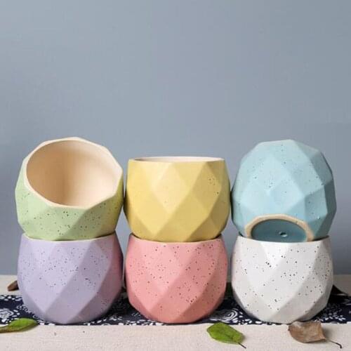 Simple Solid Color Flowerpot with A Hole Coarse Pottery Succulent Plant Pot Vase Garden Bonsai Pots Home Decor