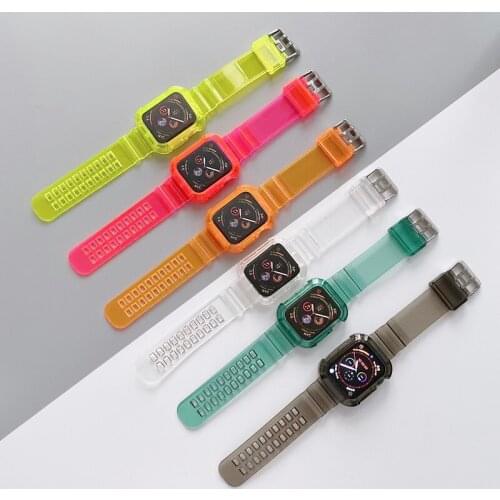 Transparent Watch Strap With Case for Apple Watch Band Belt for iWatch Series SE 6 5 4 3 2 1 Watch Bracelet 38mm 40mm 42mm 44mm