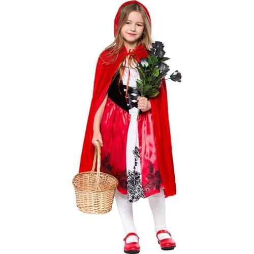 Christmas Costume Little Red Riding Hood Princess girls Dress Girl Halloween Dress Cosplay Christmas Costume Party Kids Clothes